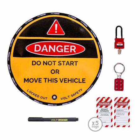 40cm Steering Wheel Lockout Cover Kit – Volt Safety [ LOCKOUT-SW-40-K ]