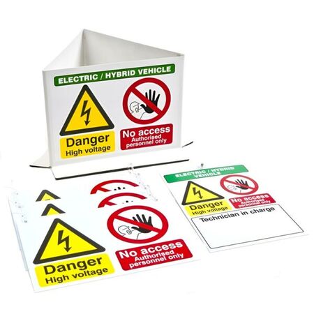EV and Hybrid Warning Sign Kit 5 Pieces – Volt Safety [ SIGN-EV-P-KIT ]