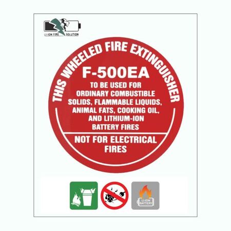 Mobile F-500 Extinguisher location sign – LI-ion Fire Solution [ SIGN-L-IDMOBF-500 ]