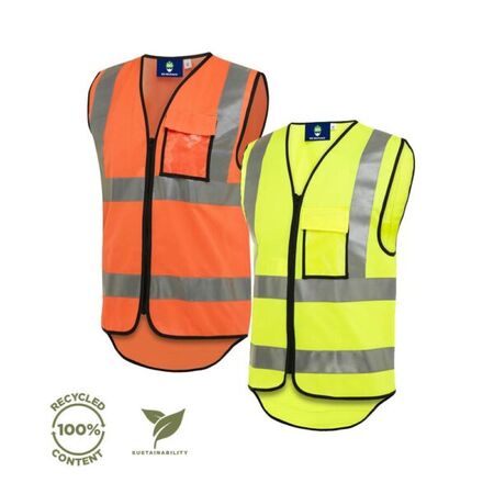 Recycled Hi-Vis Zip-up Safety Vest – WS Workwear [ VEST-W-WS0008240-Y-S ]