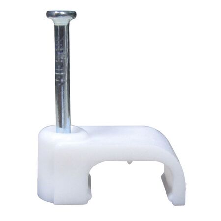 CABLE CLIP, WHITE PLASTIC, FOR 2.5mm2 T&E FLAT [100] PK