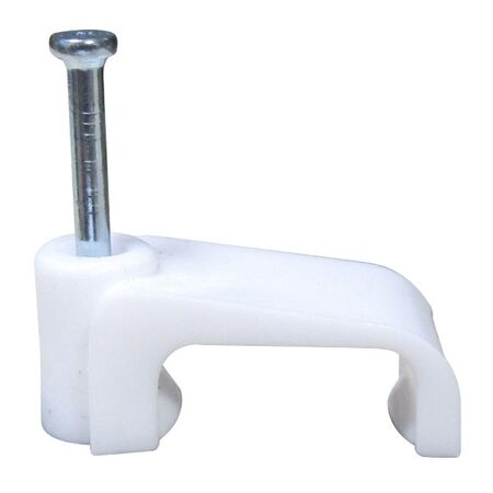 CABLE CLIP, WHITE PLASTIC, FOR 4mm2 T&E FLAT [100]
