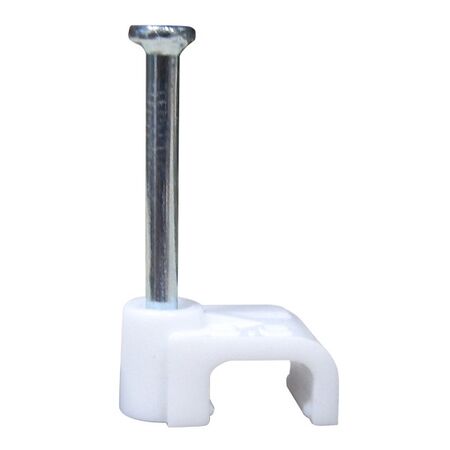 CABLE CLIP, WHITE PLASTIC, FOR 1 & 1.5mm2 TWIN FLAT [100]