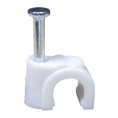 CABLE CLIP, WHITE PLASTIC, FOR TV COAXIAL (RG59/62) [100]