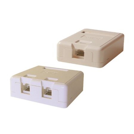 SINGLE CAT6 8P8C S/MOUNT BOX WHITE, KRONE/110 TERMINATION
