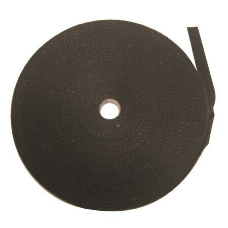 HOOK & LOOP CABLE TIE, BLACK D/SIDED 12mm WIDE x 22.8m ROLL