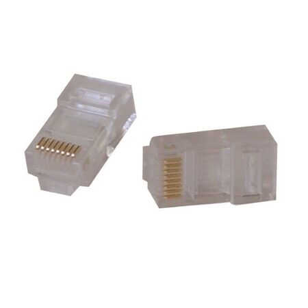 RJ MODULAR PLUG [100] PACK 8P8C FLAT MULTISTRAND