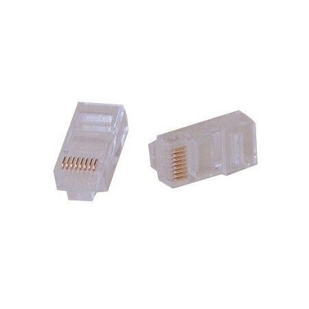 RJ MODULAR PLUG [100] PACK 8P8C ROUND SOLID CORE
