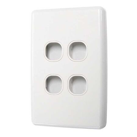 SWITCH PLATE ONLY, NO MECHS 4 GANG WITH COVER, WHITE