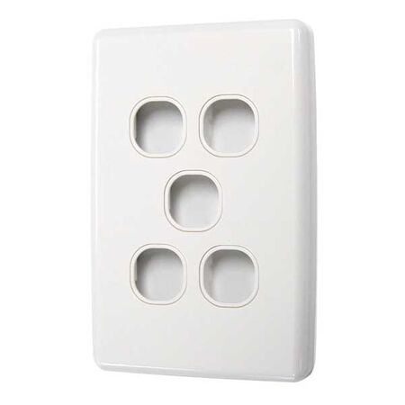 SWITCH PLATE ONLY, NO MECHS 5 GANG WITH COVER, WHITE