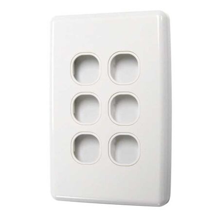 SWITCH PLATE ONLY, NO MECHS 6 GANG WITH COVER, WHITE