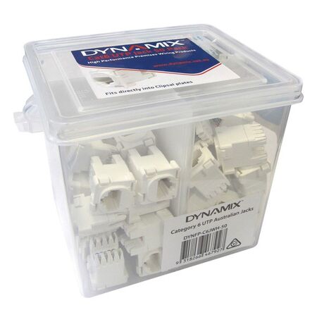 CAT6 AUS JACK, 8P8C, WHITE K/110 TERMINATION, [50] PACK
