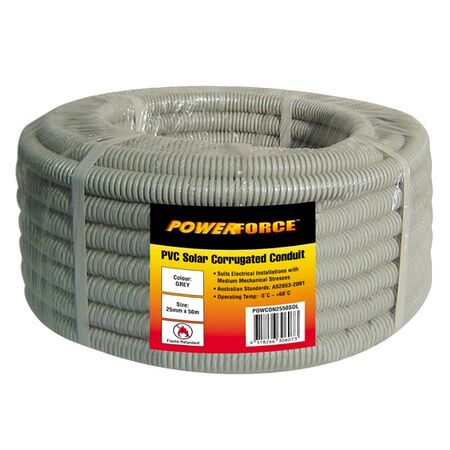CONDUIT, FLEX, 25mm x 50m GRY PVC , SOLAR HD