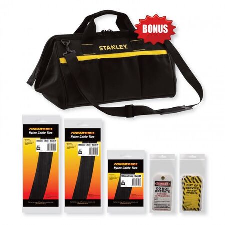 CABLE TIE & SAFETY TAG BAG C/- 40PKS ASST BLK TIES, 1PK TAGS