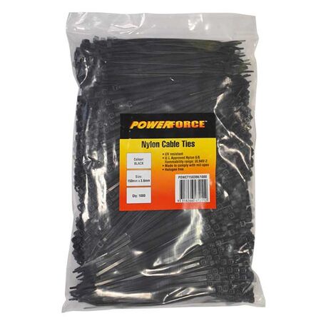 CABLE TIE, NYLON - BLACK UV 150mm x 3.6mm [1000] PACK