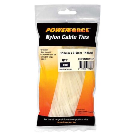 CABLE TIE, NYLON - NATURAL 150mm x 3.6mm [100] PACK