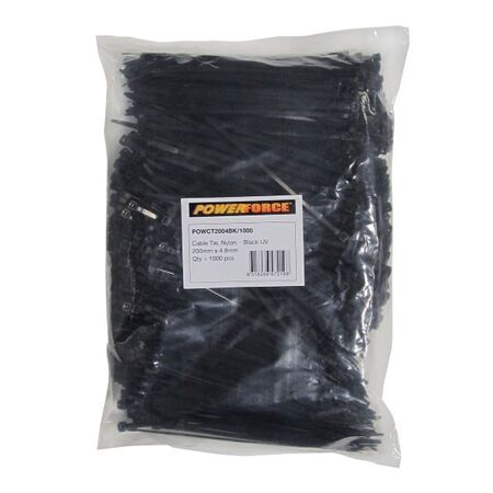 CABLE TIE, NYLON - BLACK UV 200mm x 4.8mm [1000] PACK