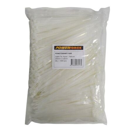 CABLE TIE, NYLON - NATURAL 200mm x 4.8mm [1000] PACK