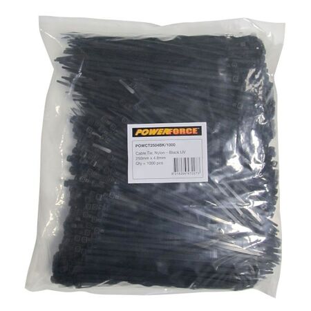 CABLE TIE, NYLON - BLACK UV 250mm x 4.8mm [1000] PACK