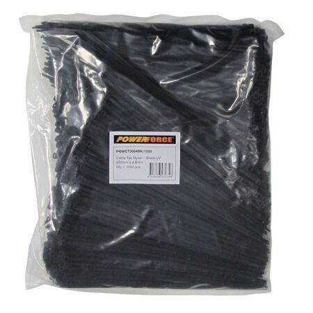 CABLE TIE, NYLON - BLACK UV 300mm x 4.8mm [1000] PACK