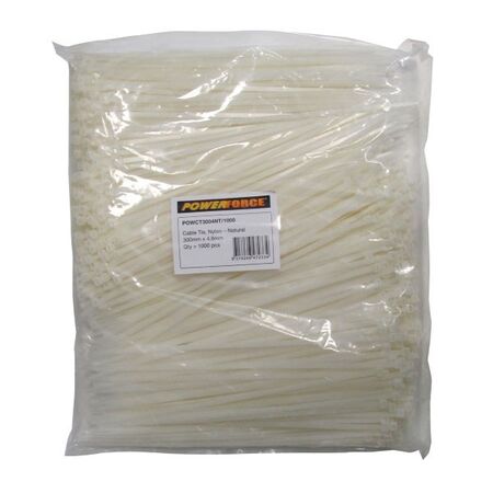 CABLE TIE, NYLON - NATURAL 300mm x 4.8mm [1000] PACK