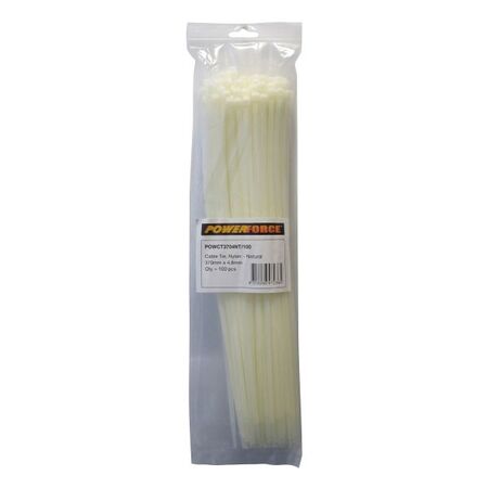CABLE TIE, NYLON - NATURAL 370mm x 4.8mm [100] PACK