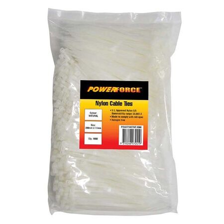 CABLE TIE, NYLON - NATURAL 380mm x 7.6mm [1000] PACK
