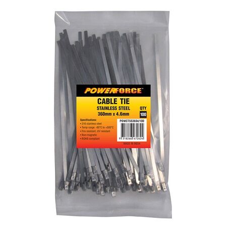CABLE TIE, 316 STAINLESS STEEL 360mm x 4.6mm [100] PACK