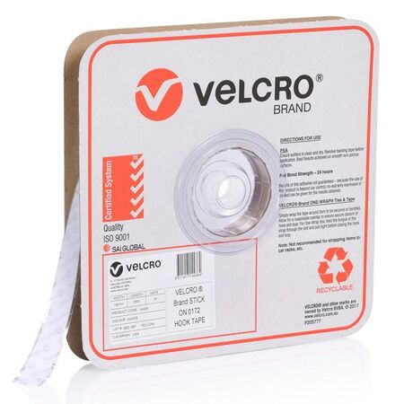 VELCRO HOOK, PS 0172 WHITE 19mm x 25m ROLL
