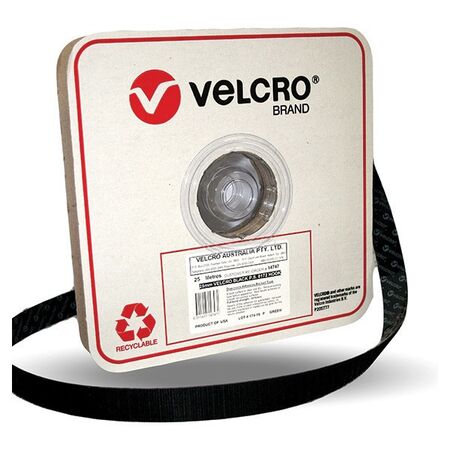 VELCRO HOOK, PS 0172 BLACK 25mm x 25m ROLL