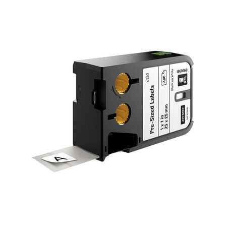 LABEL, PRE-SIZED POLYESTER BLACK ON WHITE 25 x 25mm [250]