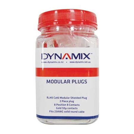 RJ MODULAR PLUG, 8P8C, C6 23AWG, ROUND SOLID, [50] JAR