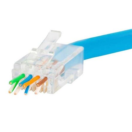 RJ MODULAR PLUG, 8P8C C6A UTP PASS THROUGH SOL & STR [20]PK