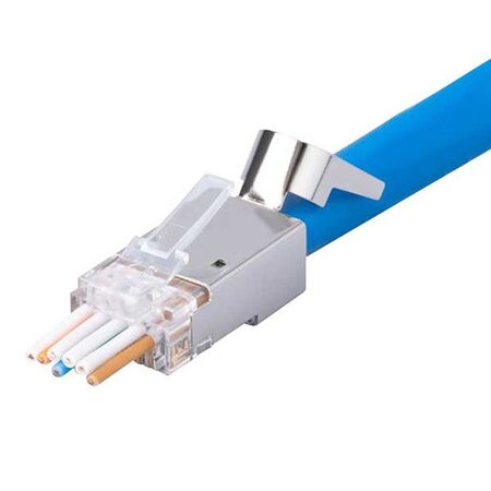 RJ MODULAR PLUG, 8P8C C6A STP PASS THROUGH, SOL & STR [20]PK