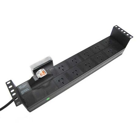 POWER RAIL, 10A, 10 OUTLET 2RU, MCB, HORIZONTAL