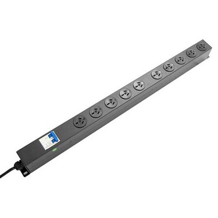 POWER RAIL, 10A, 10 OUTLET MCB, VERTICAL