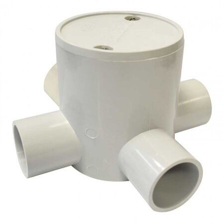 JUNCTION BOX PVC 25mm, 4 WAY DEEP GREY (10)