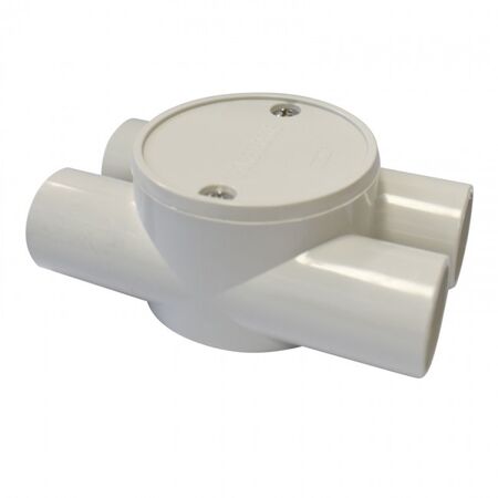 JUNCTION BOX PVC 25mm, 4 WAY TANGENTIAL H SHALLOW GREY (10)