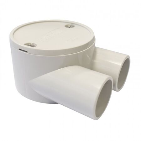 JUNCTION BOX PVC 25mm, 2 WAY TANGENTIAL U SHALLOW GREY (10)