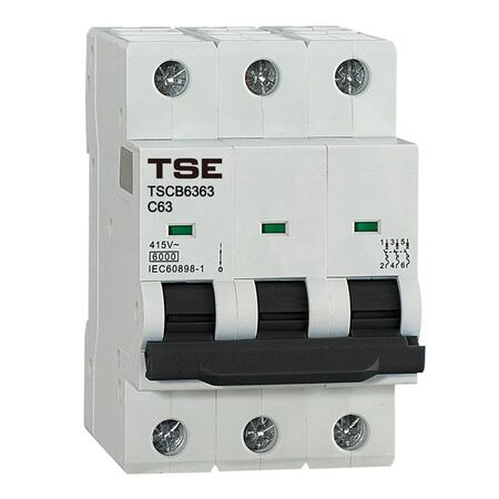 CIRCUIT BREAKER, MINIATURE 6KA 3 POLE, 40A, DIN MOUNTED (4)
