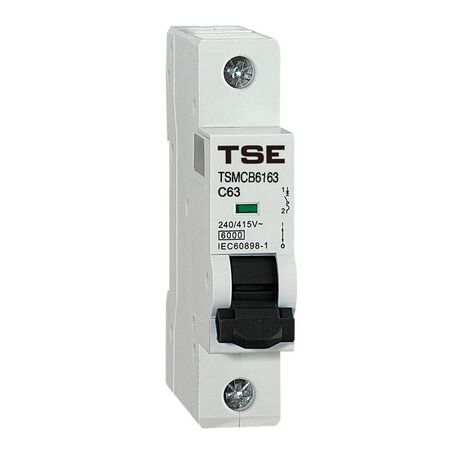CIRCUIT BREAKER, MINIATURE 6KA 1 POLE, 63A, DIN MOUNTED (12)