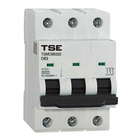 CIRCUIT BREAKER, MINIATURE 6KA 3 POLE, 20A, DIN MOUNTED (4)