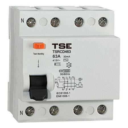 RESIDUAL CURRENT DEVICE, RCD 4 POLE, (RCD) 40A, DIN, A TYPE