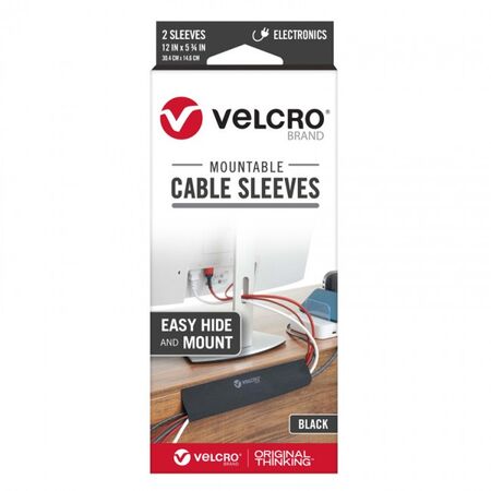 VELCRO MOUNTABLE CABLE SLEEVES BLACK, 30cm x 14.6cm [2] PK