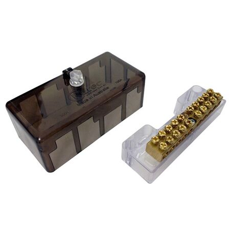 COVERED NEUTRAL LINK 3 x 35mm, 7 x 16mm2 TUNNELS 100A, BLACK