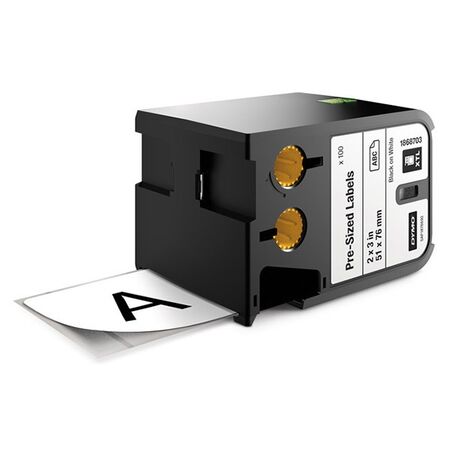 LABEL, PRE-SIZED POLYESTER BLACK ON WHITE 51 x 76mm [100]