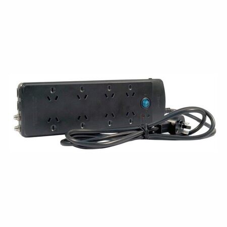 POWERBOARD BLACK 8 WAY SURGE PROTECTED