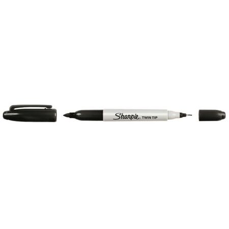 SHARPIE TWIN TIP MARKER FINE & ULTRA FINE TIPS, BLACK (12)