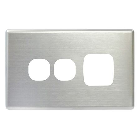 POWERPOINT COVERPLATE SINGLE W/XTRA SW,S/STEEL