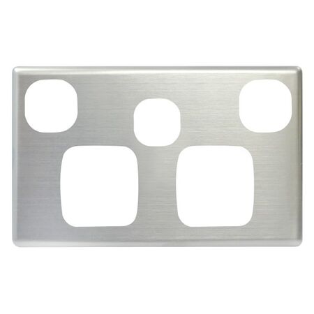 POWERPOINT COVERPLATE, DOUBLE W/XTR SW,BRUSHEDSTEEL, SSERIES